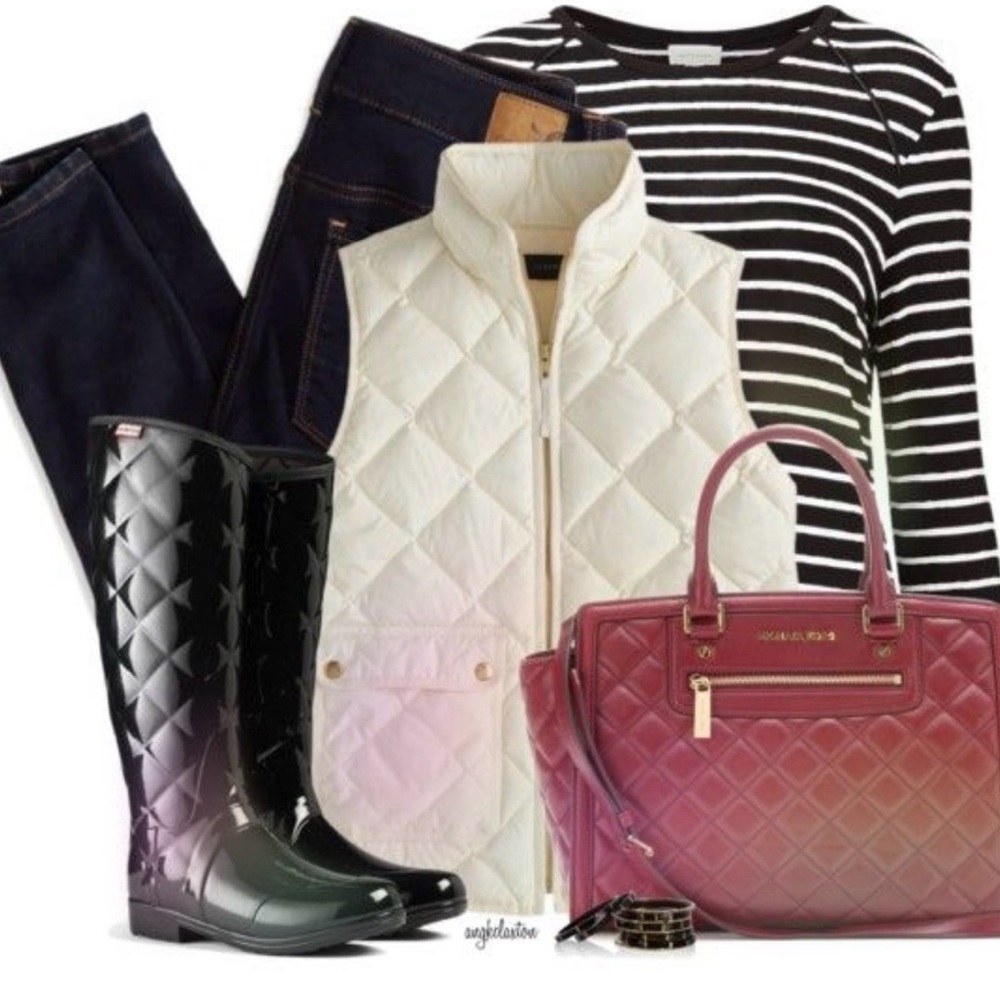 J.Crew Quilted White cream